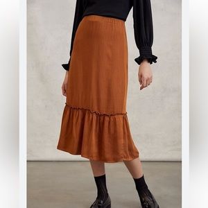Anthropologie CLOTH & STONE DONA FLOUNCED ORANGE POLKA DOT MIDI SKIRT